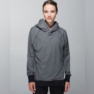 Lululemon Gray Heathered Side Zip Pullover Hoodie Thumbholes Womens Sweatshirt